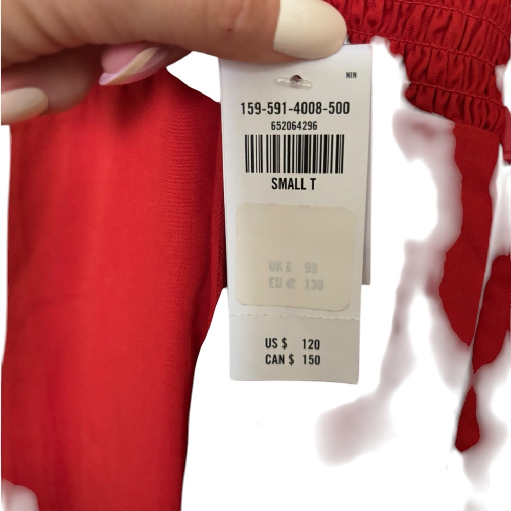 NWT Abercrombie & Fitch Red Puff‎ Sleeve Open Back Dress - Picture 2 of 4